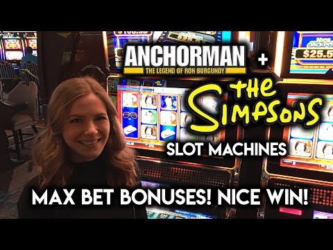 Anchorman Slot Wheel Bonus! Simpsons Max Bet! Donut Bonus WIN!!!