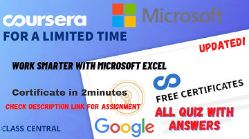 Work Smarter with Microsoft Excel, (week-1-4) All Quiz Answers.#courseraanswers #coursera