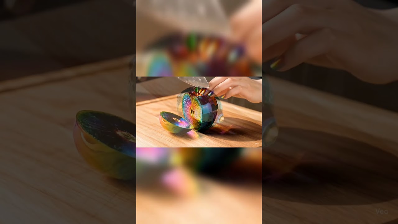 ✨ Satisfying Cutting Video: Rainbow Glass Apple & Mixed Fruit ASMR ✨