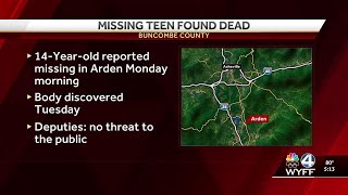 Missing teen found dead in Buncombe County, deputies say