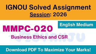 IGNOU MMPC 020 Solved Assignment 2026 Pdf Download