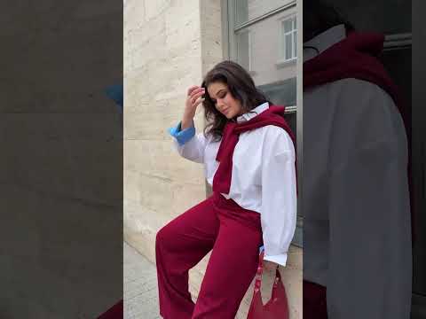 Жіночий стильний ангоровий прогулянковий костюм: кофта з коміром стійкою та штани палаццо, батал великі розміри, видео 1