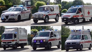 [WHISTLE SIREN  OLD AMBULANCE] SFILATA VEICOLI CROCE ROSSA ITALIANA CON LAMPEGGIANTI E SIRENE