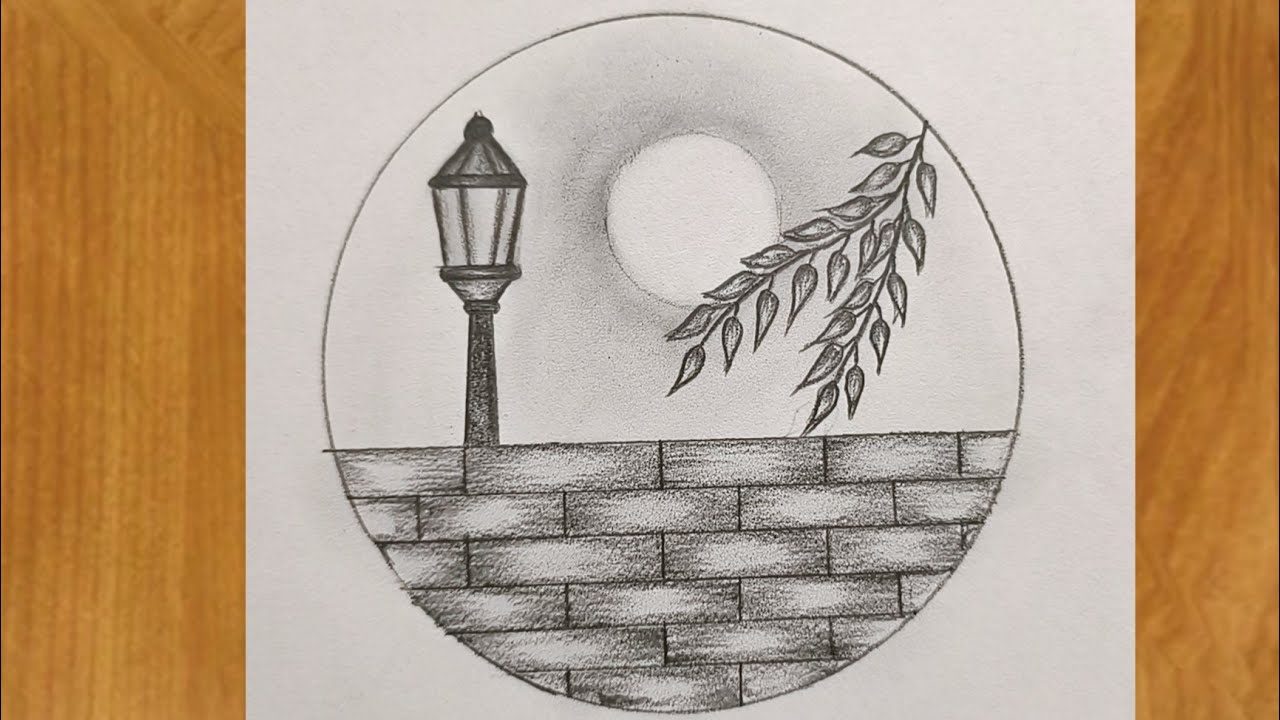 رسم سهل | تعليم رسم منظر طبيعي سهل وبسيطة بقلم الرصاص 