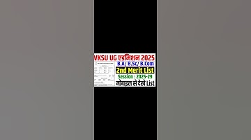 VKSU UG 2nd Merit List 2025-29 | VKSU B.A/ B.Sc/ B.Com 2nd ...