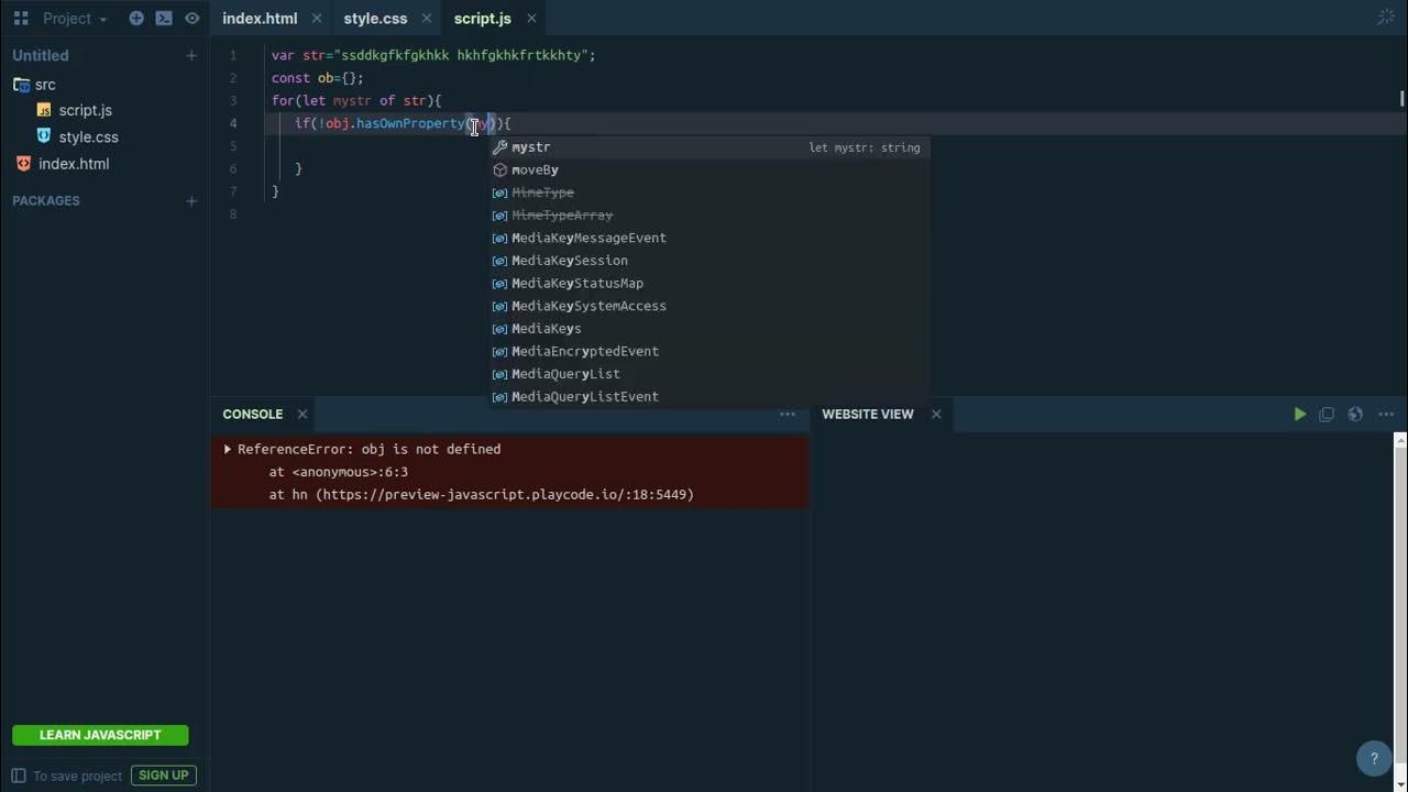 How to count character or alphabets from string in JavaScript - YouTube