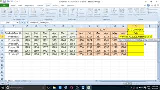 calculate ytd growth and achievement in excel | growth% and achievement % calculation