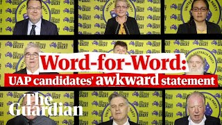 Clive Palmer’s candidates filmed making the same awkward election statement