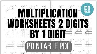 Multiplication Worksheets 2 Digits By 1 Digit Printable PDF
