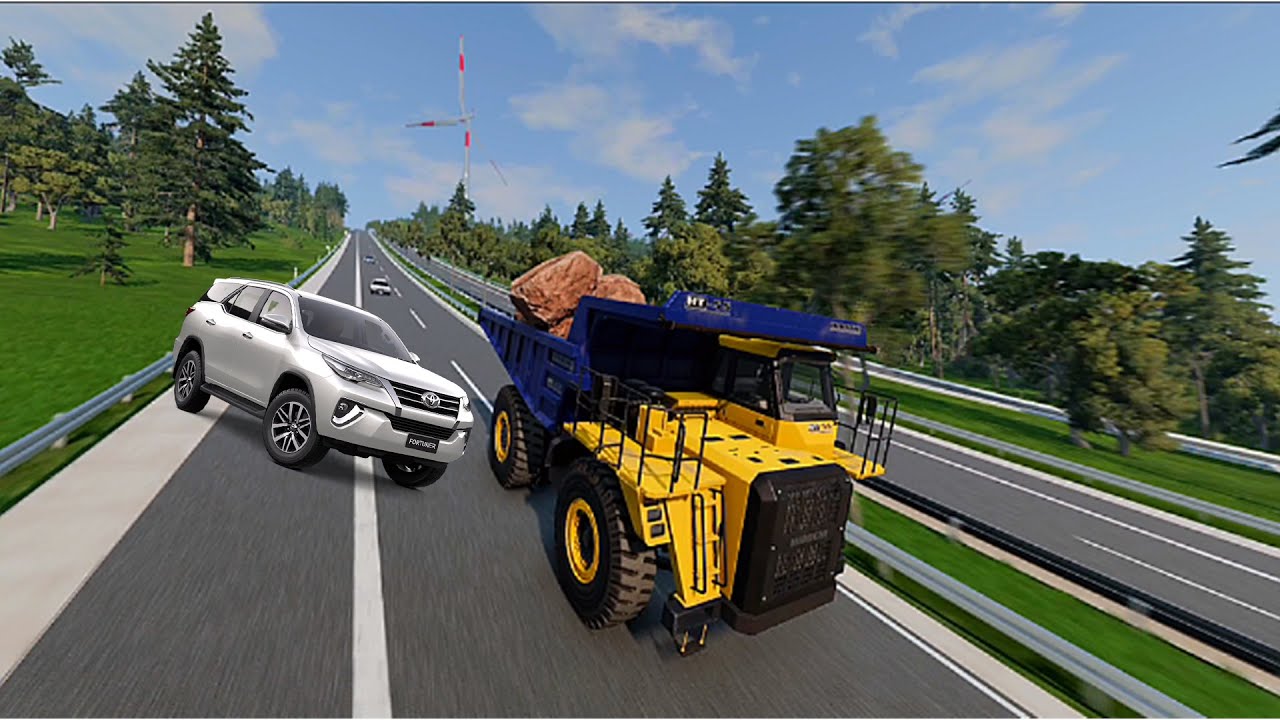 Tiny Car vs Monster Truck on Mega Ramp 💀