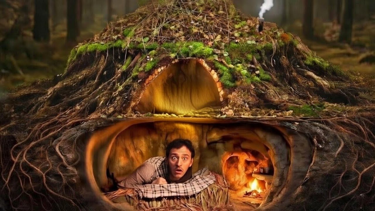 Building a house in the forest (ASMR) This man built a mini house inside a tree trunk by himself 