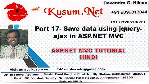 PART 17- SAVE DATA USING JQUERY-AJAX || ASP.NET MVC, WEB API, BOOTSTRAP,JQUERY