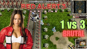 C&C : Red Alert 3 Uprising - 1 vs 3 BRUTAL AI - Next to Impossible