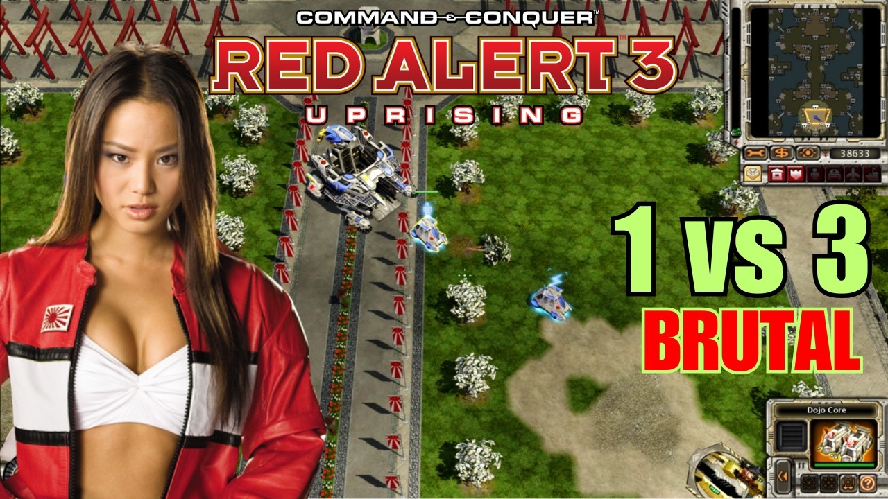 C&C : Red Alert 3 Uprising - 1 vs 3 BRUTAL AI - Next to Impossible