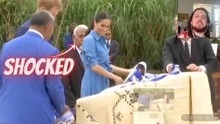 Meg Awkwardly Makes Sure She is First #meghanmarkel