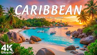 [4K] Caribbean Sunset 🌅 Endless Islands & Turquoise Dreams | Tropical Beaches & Ocean Calm 🌊