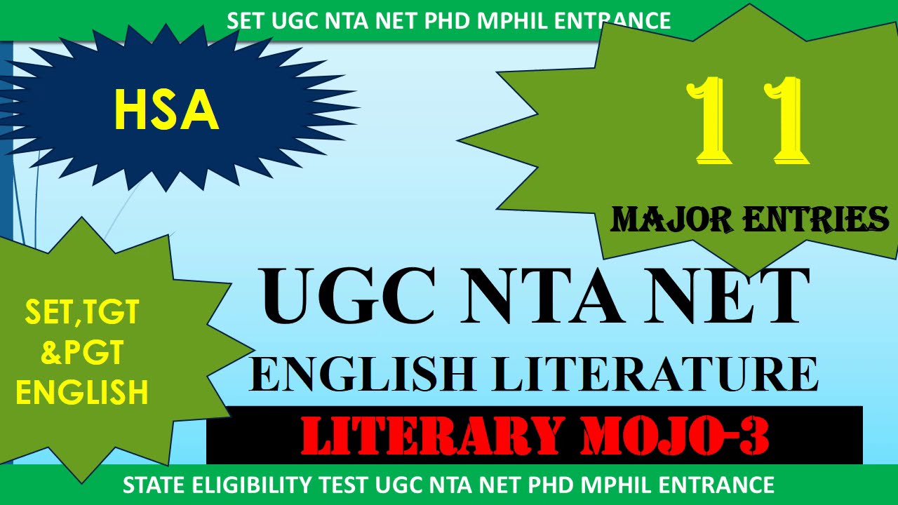 English Literature UGC NTA NET HSA TGT PGT GATE Literary Mojo Authors Works & Terms