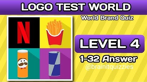 LOGO TEST COMPLETE ANSWER | LEVEL 4, 1-32 WALKTRHOUGH @brainitquiz #logotestworld