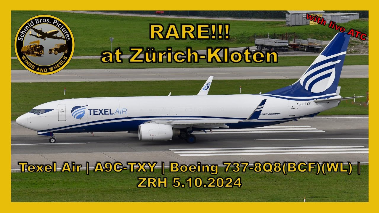 RARE AT ZRH! Texel Air Boeing 737 ''A9C-TXY'' taxiing and take off
