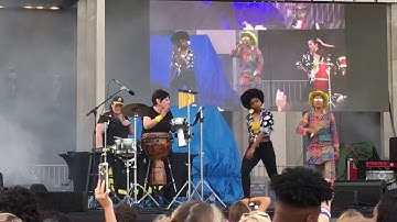 Liz Ficalora Playing Percussion with Madame Gandhi