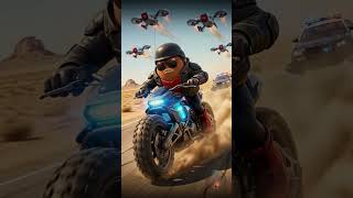 Killer Bean vs Armored Drones Robots ! 🏍️💨 #shorts