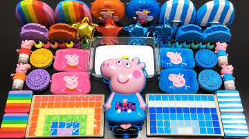 RAINBOW vs BLUE PEPPA PIG Slime !!! Mixing random into GLOSSY Slime !!! Relaxing videoTom Slime