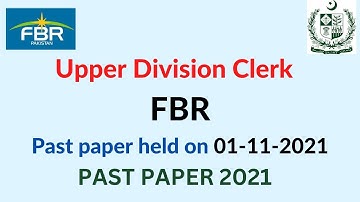 FBR UDC Past Paper 01-11-2021 | MCQs type Paper | Federal Board of Revenue Jobs Preparation 2022