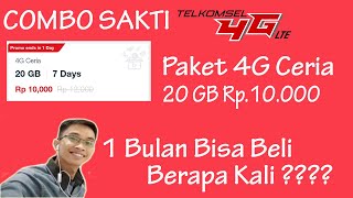 Paket TELKOMSEL Combo Sakti 4G Ceria, 1 Bulan Bisa Beli Berapa Kali  || 20 GB Rp. 10.000