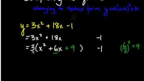 Changing a Quadratic from Standard Form to Vertex Form