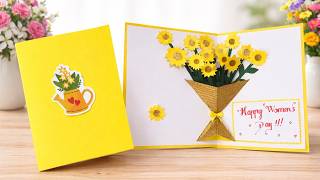 DIY Pop Up Flower Bouquet Card 🌻 Easy Women’s Day Card | Mother’s Day Handmade Card | DG Handmade