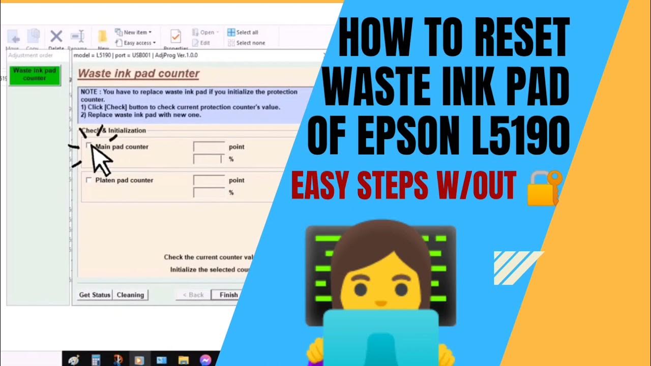 HOW TO RESET WASTE INK PAD OF EPSON L5190 SERIES No Password🤔 YouTube