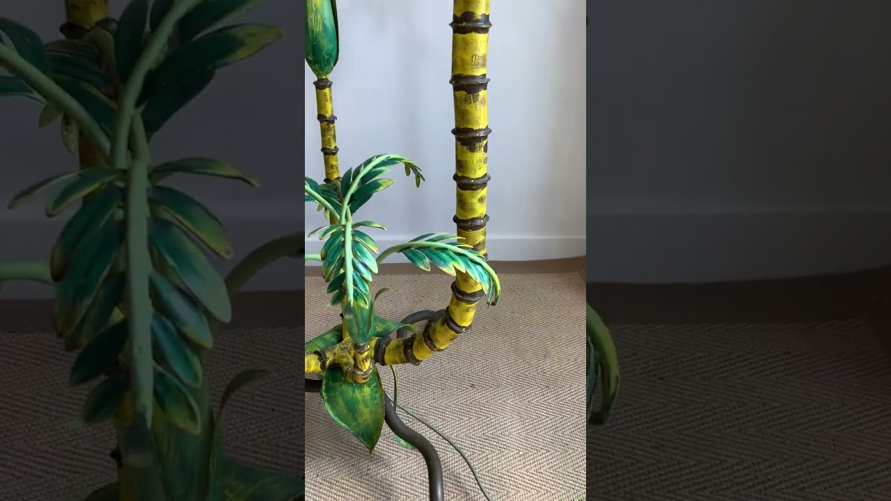 LCT Home French 1940's Painted Palm Tree Floor Lamp 2