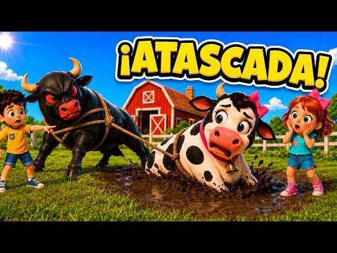 ¡La Vaca Lola Quedó Atrapada en el Lodazal!🐄🐂 ¿El Toro Cara Negra Conseguirá Sacarla?