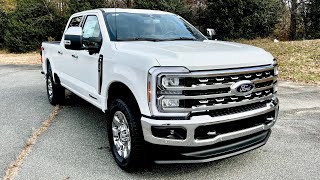 2024 Ford F-250 Lariat Star White (Baja Leather) - Showcasing Interior, Exterior, and Motor.