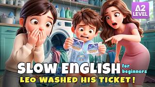 Leo Washed His Ticket... He Forgot to Check His Pockets! | Slow English Listening (A2 Level)