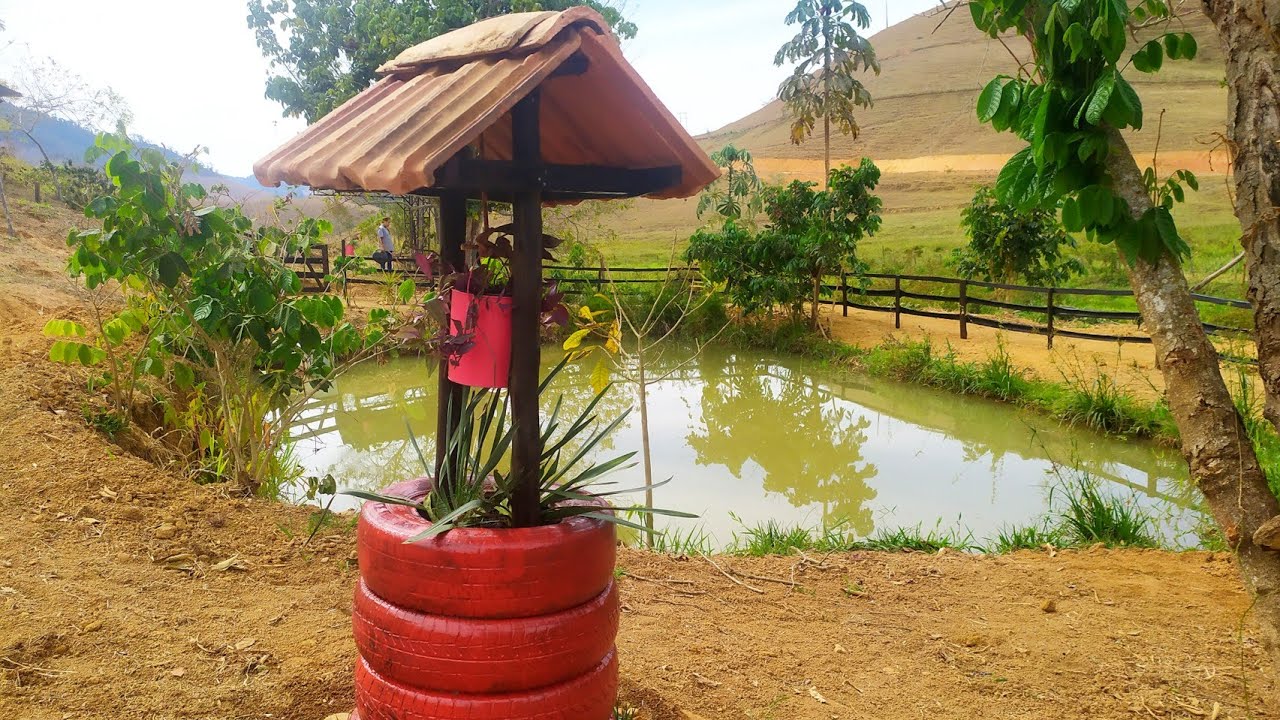 Decoração para Jardim/ Poço de Pneu/ Poço dos Desejos