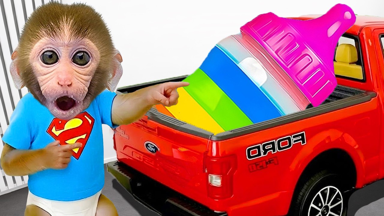 Scimmia Bon Bon e il Piccolo Orso Guidano un camioncino dei Gelati nel Parco Magico