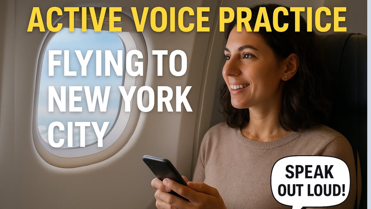 Active Voice Practice | English Shadowing Exercise | Flying to New York ...