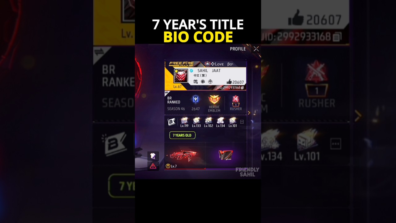 free fire 7 years old title code | ff 7 years old title | Free Fire 7 years old title bio code