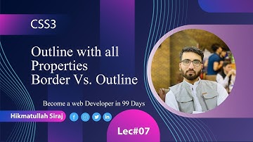 🔴 CSS 3 Tutorial 2024 in Pashto || Outline with all Properties and Border vs. Outline Day #007