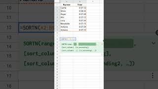 Show the Fastest Times from a Race - SORTN Function - Google Sheets