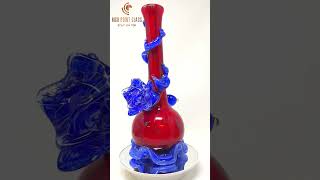 High Point Glass - 14" Scarlet Blue Climber Ripple Base Water Pipe