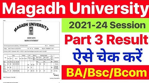 Magadh  University 2021-24 Part 3 Result Download 🟢 Magadh University part 3 Result check 2024