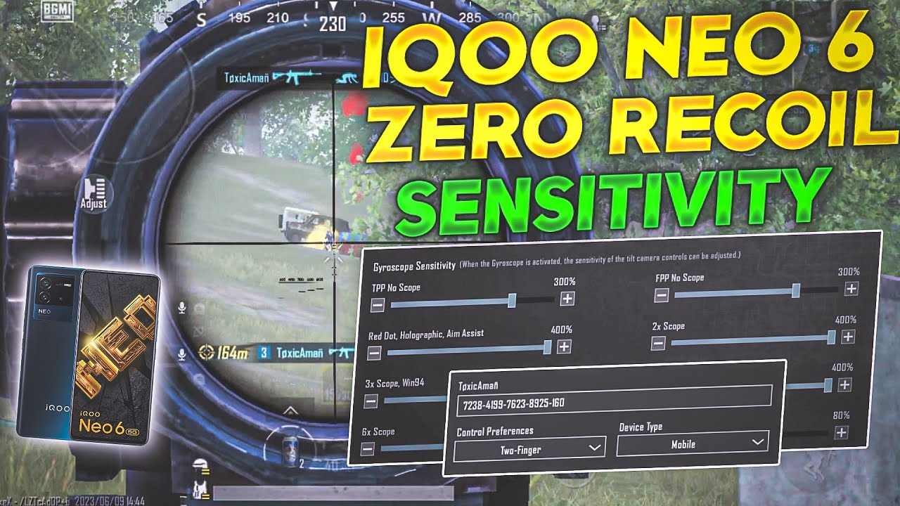 iqoo-neo-6-zero-recoil-sensitivity-code-control-setting-pubg-mobile
