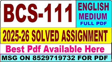 BCS 111 solved assignment 2025-26 || bcs 111 solved assignment 2026 in English || ignou bcs111