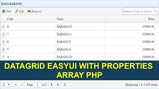 Datagrid EasyUi With Properties Array PHP