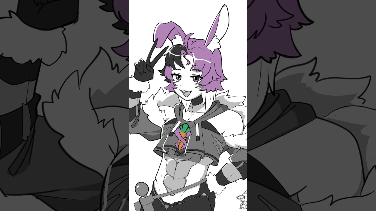 Drawing ShiaBun for VTuber Inktober Day 4! 🐰