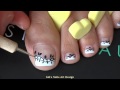 French Pedicure Uneven Toes Art Black Lace Easy Beginners Tutorial