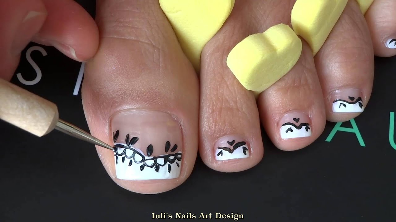 French Pedicure Uneven Toes Art Black Lace Easy Beginners Tutorial French Pedicure Uneven Toes Art Black Lace Easy Beginners Tutorial - French Pedicure Uneven Toes Art Black Lace Easy Beginners Tutorial
