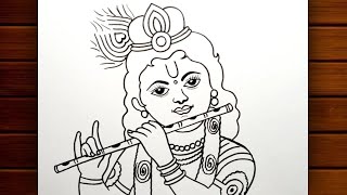 Premium Vector  Little bal gopal krishna on leaf sucking toe line drawing